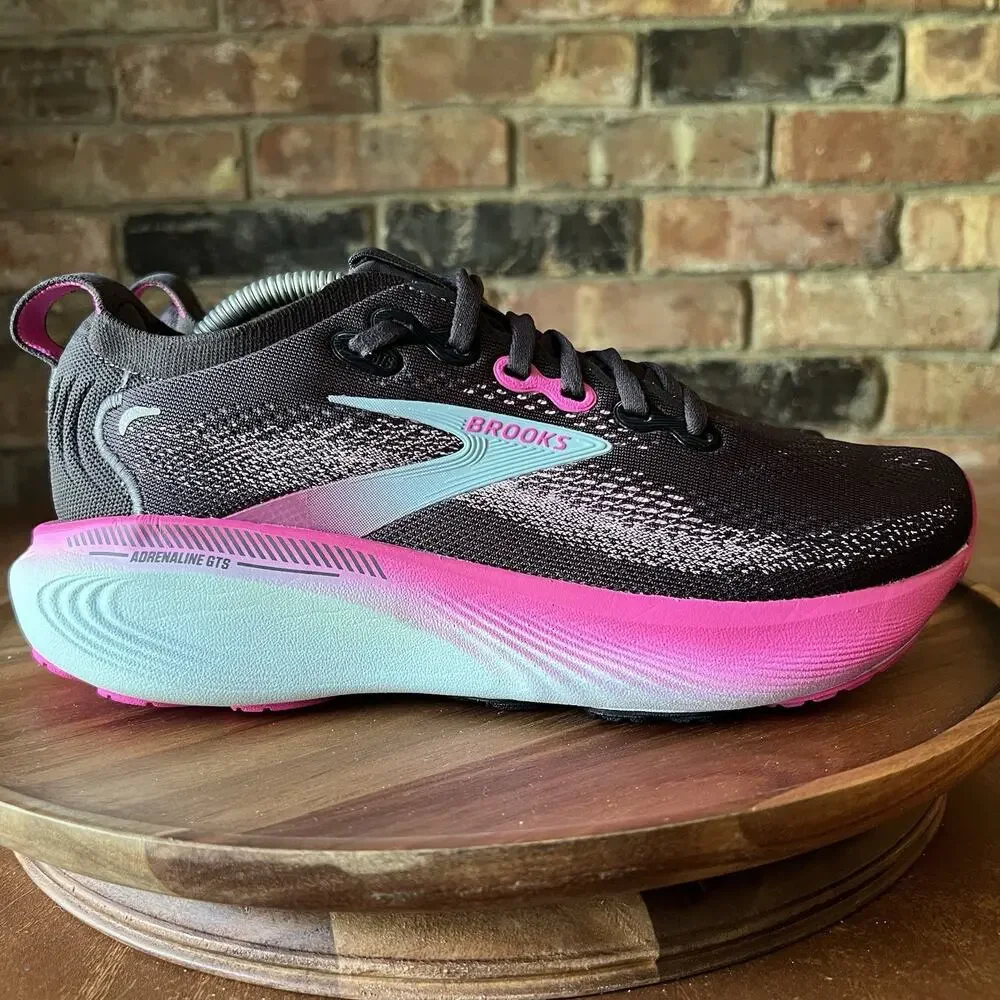 Brooks Adrenaline GTS 25 Supportive Women's 8 Black Pink Running Shoes Sneakers